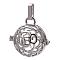 Rack Plating Brass Cage Pendants, Nickel Free, For Chime Ball Pendant Necklaces Making, Hollow Round with Flower, Platinum, 25x25x20mm, Hole: 3.5x8mm, inner measure: 17mm