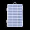Plastic Bead Storage Containers, 24 Compartments, Rectangle, Clear, 19.5x13x3.6cm, Hole: 10x15.5mm, Compartment: 22x41mm