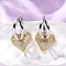Brass Micro Pave Clear Cubic Zirconia Hoop Earrings, Heart, Cadmium Free & Lead Free, Rack Plating, Long-Lasting Plated, Platinum & Golden, 30x16mm