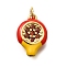 Brass Micro Pave Cubic Zirconia Pendants, Pomegranate, with Enamel, Long-Lasting Plated, Cadmium Free & Lead Free, Rack Plating, with Jump Ring, Real 18K Gold Plated, 16.5x11.5x5.5mm, Hole: 3mm