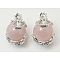 Natural Rose Quartz Pendants, with Brass Findings, Dragon with Round, Pink, 26~28x18~20mm, Hole: 5mm