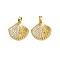 Brass Micro Pave Cubic Zirconia Pendants, Cadmium Free & Lead Free, Shell Shape with Starfish, Real 18K Gold Plated, 20x20x4mm, Hole: 4.5x2.3mm