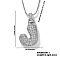 Elegant Brass Micro Pave Clear Cubic Zirconia 3D Initial Necklaces, Perfect Gift for Her, Platinum, Letter J, 15.75 inch(40cm)