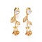Brass Pave Clear Cubic Zirconia Pendants, Cadmium Free & Nickel Free & Lead Free, Flower, Real 18K Gold Plated, 31.5x10x9mm, Hole: 3mm