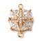 Brass Pave Clear Cubic Zirconia Connector Charms, Cadmium Free & Nickel Free & Lead Free, Square Links, Real 18K Gold Plated, 20x14.5x5mm, Hole: 1.2mm