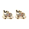 304 Stainless Steel Enamel Charms, Ion Plating(IP), Golden, Dog Skateboard Charm, Gray, 11x13x1.5mm, Hole: 1.4mm