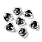 Glass Heart Beads, Hand Drawn Beads, with Enamel, Bead in Bead, Black, 12x11.5~12.5x6.5~7mm, Hole: 0.8~1mm