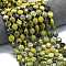 Natural Yellow Turquoise(Jasper) Beads Strands, Faceted Hexagonal Cut, Flat Round, with Seed Beads, 10~10.5x6mm, Hole: 1mm, about 31~32pcs/strand, 15.35''~15.55''(39~39.5cm)