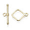 Alloy Toggle Clasps, Cadmium Free & Nickel Free & Lead Free, Rhombus, Real 18K Gold Plated, Bar: 24.5x7x3mm, Hole: 2mm, Rhombus: 18x14.5x1.5, Hole: 1.2mm.