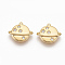 Brass Micro Pave Clear Cubic Zirconia Charms, for DIY Jewelry Making, Nickel Free, Planet, Real 18K Gold Plated, 10.5x12x2mm, Hole: 0.8mm