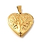 316 Stainless Steel Locket Pendants, with 201 Stainless Steel Snap on Bails Stainless Steel Photo Frame Charms, Ion Plating(IP), Heart with Tree Pattern, Real 20K Gold Plated, 29x28.5x7.5mm, Hole: 8x4mm, Inner Diameter: 16.5x21mm
