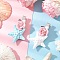 2Pcs Resin & Handmade Porcelain Iron Alligator Hair Clips for Women Girls, Starfish Shape, with ABS Plastic Imitation Pearl Cabochons, Mixed Color, 64x38x16mm