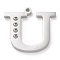 Tarnish Resistant 304 Stainless Steel Letter Pendant Rhinestone Settings, Stainless Steel Color, Letter.U, U: 16x17x1.5mm, Hole: 1.2mm, Fit for 1.6mm rhinestone