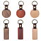 6Pcs 6 Style Wooden Pendant Keychain, with Imitation Leather and Iron Findings, Flat Round & Rectangle, Mixed Color, 93~111mm, 1pc/style