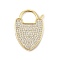 Brass Micro Pave Cubic Zirconia Pendants, Lock, Rack Plating, Long-Lasting Plated, Cadmium Free & Lead Free, Real 18K Gold Plated, 25.5x18.5x4.5mm, Hole: 9x7.5mm