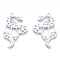 Non-Tarnish 201 Stainless Steel Pendants, Snake Charm with Moon, Stainless Steel Color, 39x26x1mm, Hole: 1.5mm