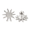 304 Stainless Steel Sun Stud Earrings, Stainless Steel Color, 19x20mm