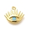 Brass Charms, Eye Charms, with Glass, Real 18K Gold Plated, 11x13x2.5mm, Hole: 1.2mm