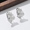 Brass Clear Cubic Zirconia Hoop Earrings, Platinum, 15.5x13x12.5mm