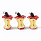 Resin Pendants, with Platinum Plated Iron Loop, Apple Core, Imitation Food, Red, 30~32x21~22x17~20mm, Hole: 1.8mm