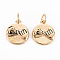 Brass Pendants, Nickel Free, with Jump Ring, Flat Round with Promise Gesture, Pinky Swear, Real 18K Gold Plated, 16x13.5x3mm, Jump Ring: 6x1mm, 4mm inner diameter