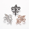 Brass Micro Pave Cubic Zirconia Links, Fleur De Lis, Clear, Mixed Color, 24x18x2mm, Hole: 1mm