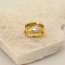 304 Stainless Steel Pave Cubic Zirconia Finger Rings, Golden, Teardrop, US Size 7(17.3mm)