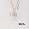 Elegant Vintage Brass Micro Pave Cubic Zirconia Oval with Flower Pendant Necklace for Women, Golden, 15.75 inch(400mm)