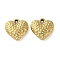304 Stainless Steel Pendants, Textured, Heart Charm, Ion Plating(IP), Real 18K Gold Plated, 16x16x5mm, Hole: 1.2mm