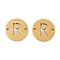PVD Vacuum Plating 201 Stainless Steel Hollow Flat Round Links, Letter Connector Charms, Real 18K Gold Plated, Letter R, 12x1mm, Hole: 1.2mm