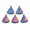Rack Plating Rainbow Color Alloy Pendants, Cadmium Free & Nickel Free & Lead Free, Triangle, 25x22x3mm, Hole: 1.2~1.6mm