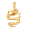 304 Stainless Steel Big Pendants, Dragon Charm, Golden, 51x32x11.5mm, Hole: 10x6mm