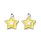 304 Stainless Steel Enamel Charms, Stainless Steel Color, Star Charm, Gold, 12x10.5x1.5mm, Hole: 1mm