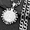 Flat Round with Virgin Pattern 201 Stainless Steel Pendant Necklaces for Men Women, Non-Tarnish, Stainless Steel Color, 21.65 inch(55cm)