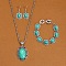 Alloy with Synthetic Turquoise Pendant Necklaces & Link Bracelets & Dangle Earring Sets, Antique Silver, Oval, Turquoise, 490mm