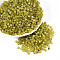 Picasso Baking Paint Glass Seed Beads, Bicone, Olive, 4~4.5x3.5~4mm, Hole: 0.9~1.2mm, about 6165pcs/pound