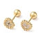 Heart Bow Brass Micro Pave Clear Cubic Zirconia Cartilage Earrings, Golden, 6.4x5.4mm