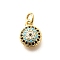 Brass Micro Pave Cubic Zirconia Charms, Cadmium Free & Nickel Free & Lead Free, Real 18K Gold Plated, Eye, Light Sky Blue, 11.5x8.5x4.5mm, Hole: 3mm