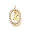 Brass Micro Pave Cubic Zirconia Pendants, Cadmium Free & Nickel Free & Lead Free, Real 18K Gold Plated, Oval with Letter Charms, Letter K, 18.5x11x3.5mm, Hole: 2x1.5mm