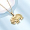 Elephant 304 Stainless Steel Pendant Necklaces, Ion Plating(IP), Real 18K Gold Plated, 17.99 inch(45.7cm)
