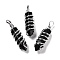 Natural Obsidian Big Pointed Pendants, Eco-Friendly Copper Wire Wrapped, Platinum, Cadmium Free & Lead Free, Bullet, 54.5x14x13.5mm, Hole: 8mm