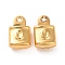 304 Stainless Steel Pendants, Lock with Letter.O Charms, Golden, 11.5x7x4mm, Hole: 0.8mm