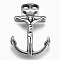 304 Stainless Steel Hook Clasps, For Leather Cord Bracelets Making, Anchor, Antique Silver, 46x32x6mm, Hole: 5.3mm