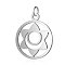 Non-Tarnish 304 Stainless Steel Pendants, Chakra, Svadhishthana, Flat Round with Flower, Stainless Steel Color, 22.5x19x1mm, Hole: 3mm