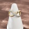 Brass Micro Pave Cubic Zirconia Cuff Rings, Cross, Real 18K Gold Plated, 12mm, US Size 7 1/4(17.5mm)