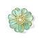 Transparent Glass Pendants, Flower Charm, with Shell Pearl Beads and 304 Stainless Steel Loops, Lime Green, 29.5x30x12.5mm, Hole: 5.5mm
