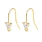 Brass Micro Pave Cubic Zirconia Earrings Findings, Real 18K Gold Plated, Triangle, 16.5x4.5mm, Hole: 1.2mm, Pin: 0.8mm