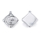Brass Pendants, Cadmium Free & Nickel Free & Lead Free, Rhombus, Platinum, 18.5x16.5x3mm, Hole: 1mm