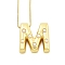 Brass & Plastic Pearl Letter Pendant Box Chain Necklaces for Women, Real 18K Gold Plated, Letter M, 17.64 inch(44.8cm)