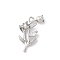 Brass Pave Clear Cubic Zirconia Pendants, Cadmium Free & Nickel Free & Lead Free, Flower, Platinum, 18.5x11.5x3.5mm, Hole: 1.4mm